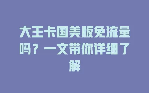 大王卡国美版免流量吗?一文带你详细了解