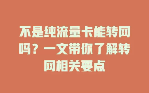 不是纯流量卡能转网吗?一文带你了解转网相关要点