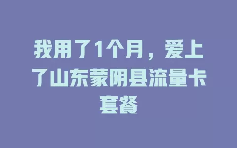 我用了1个月,爱上了山东蒙阴县流量卡套餐