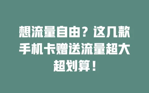 想流量自由?这几款手机卡赠送流量超大超划算!