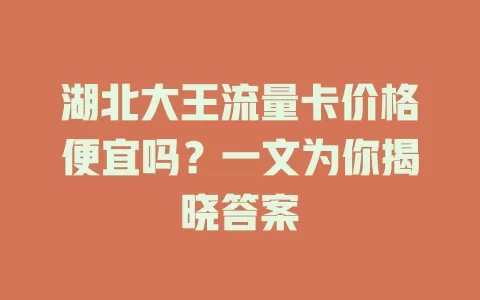 湖北大王流量卡价格便宜吗？一文为你揭晓答案