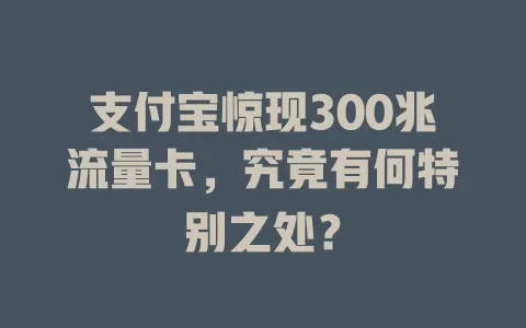 支付宝惊现300兆流量卡,究竟有何特别之处?