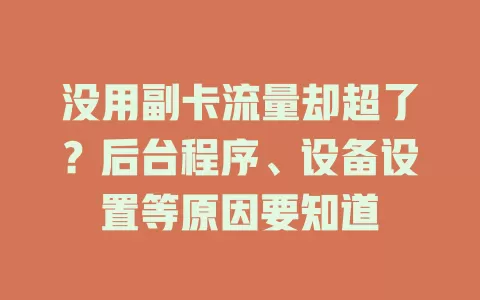 没用副卡流量却超了?后台程序、设备设置等原因要知道