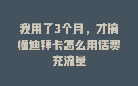 我用了3个月,才搞懂迪拜卡怎么用话费充流量
