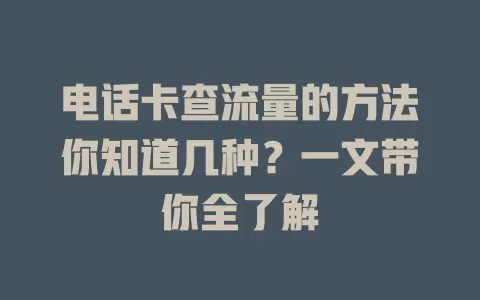 电话卡查流量的方法你知道几种?一文带你全了解
