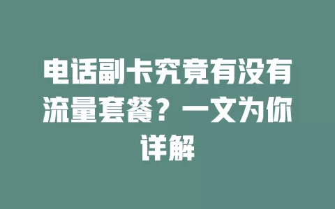电话副卡究竟有没有流量套餐?一文为你详解