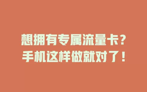 想拥有专属流量卡?手机这样做就对了!