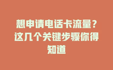想申请电话卡流量?这几个关键步骤你得知道