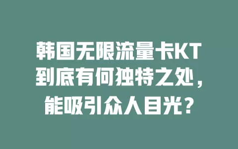 韩国无限流量卡KT到底有何独特之处,能吸引众人目光?