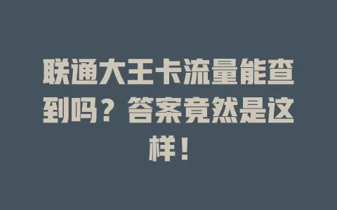 联通大王卡流量能查到吗?答案竟然是这样!