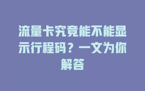 流量卡究竟能不能显示行程码?一文为你解答
