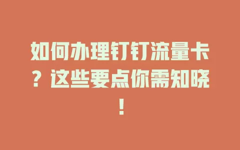 如何办理钉钉流量卡?这些要点你需知晓!