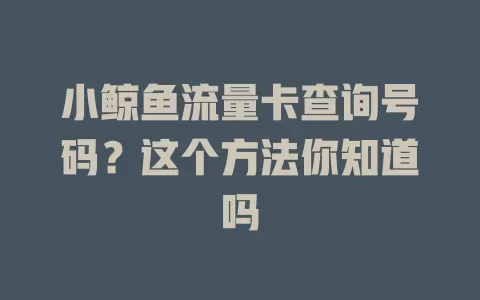 小鲸鱼流量卡查询号码?这个方法你知道吗