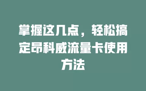掌握这几点，轻松搞定昂科威流量卡使用方法