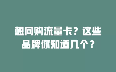 想网购流量卡?这些品牌你知道几个?