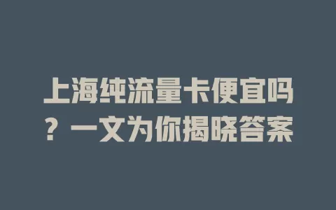 上海纯流量卡便宜吗?一文为你揭晓答案