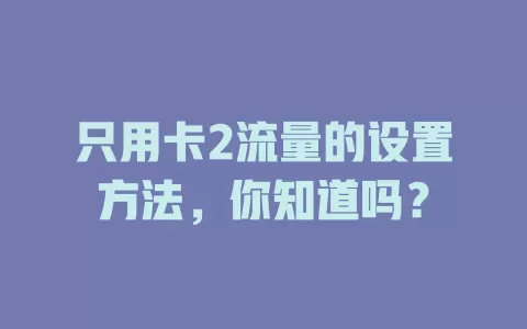 只用卡2流量的设置方法,你知道吗?