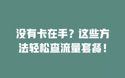 没有卡在手?这些方法轻松查流量套餐!