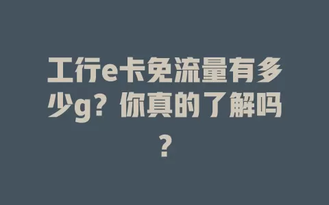 工行e卡免流量有多少g?你真的了解吗?