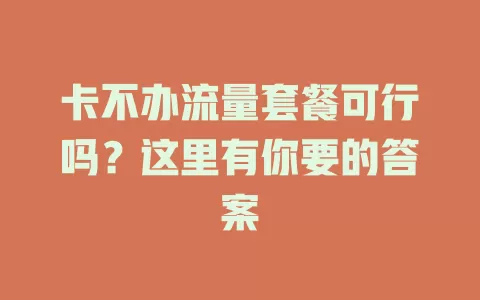 卡不办流量套餐可行吗?这里有你要的答案