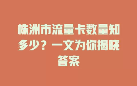 株洲市流量卡数量知多少?一文为你揭晓答案