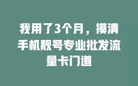 我用了3个月,摸清手机靓号专业批发流量卡门道