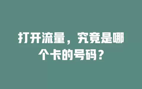 打开流量,究竟是哪个卡的号码?