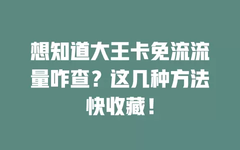想知道大王卡免流流量咋查?这几种方法快收藏!