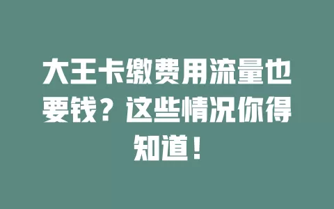 大王卡缴费用流量也要钱?这些情况你得知道!
