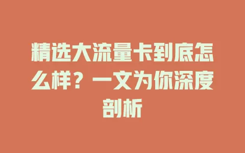 精选大流量卡到底怎么样?一文为你深度剖析
