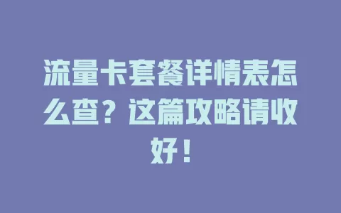 流量卡套餐详情表怎么查?这篇攻略请收好!