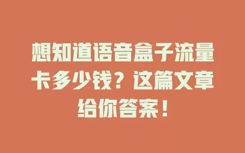 想知道语音盒子流量卡多少钱?这篇文章给你答案!