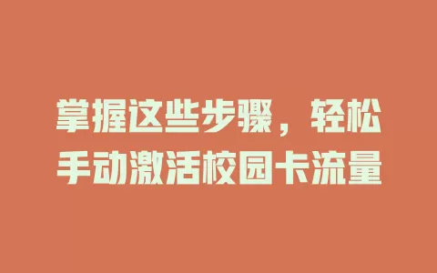 掌握这些步骤，轻松手动激活校园卡流量