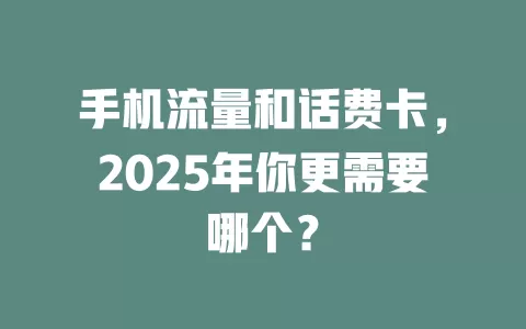 手机流量和话费卡,2025年你更需要哪个?