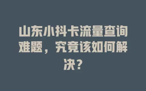 山东小抖卡流量查询难题,究竟该如何解决?