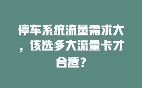 停车系统流量需求大,该选多大流量卡才合适?
