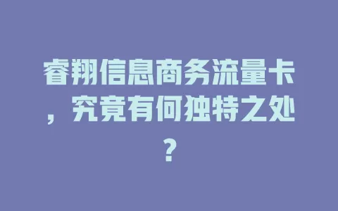 睿翔信息商务流量卡,究竟有何独特之处?