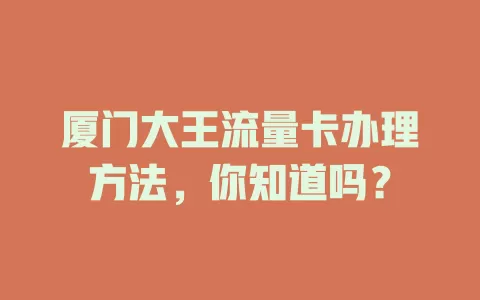 厦门大王流量卡办理方法，你知道吗？