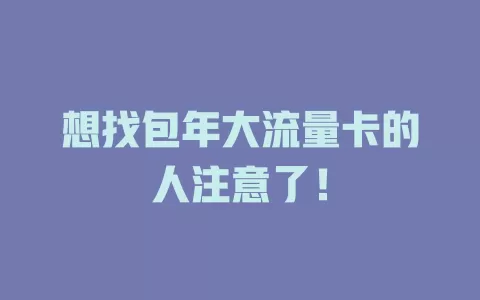 想找包年大流量卡的人注意了!