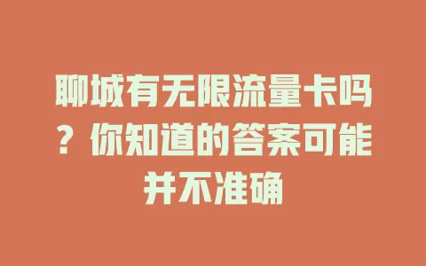 聊城有无限流量卡吗?你知道的答案可能并不准确