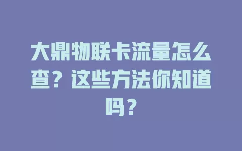 大鼎物联卡流量怎么查?这些方法你知道吗?