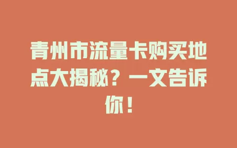 青州市流量卡购买地点大揭秘？一文告诉你！