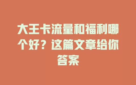 大王卡流量和福利哪个好?这篇文章给你答案