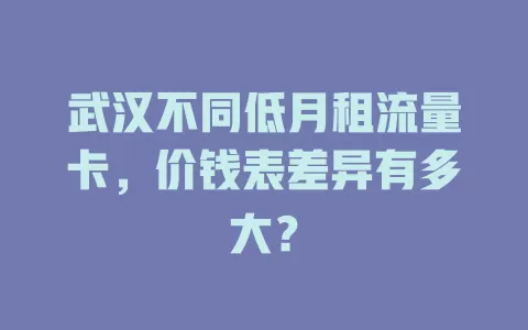 武汉不同低月租流量卡,价钱表差异有多大?