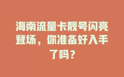 海南流量卡靓号闪亮登场,你准备好入手了吗?