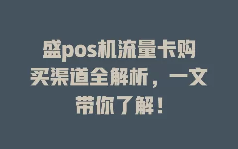 盛pos机流量卡购买渠道全解析,一文带你了解!