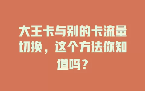 大王卡与别的卡流量切换,这个方法你知道吗?