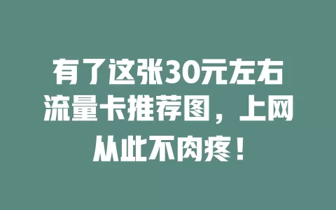 有了这张30元左右流量卡推荐图,上网从此不肉疼!