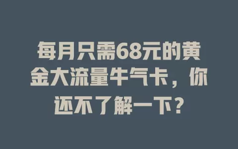 每月只需68元的黄金大流量牛气卡,你还不了解一下?