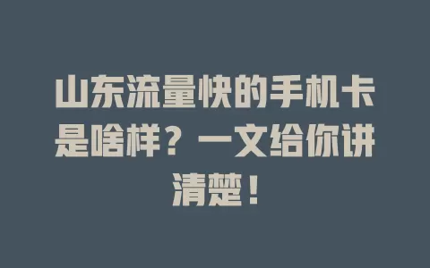 山东流量快的手机卡是啥样?一文给你讲清楚!